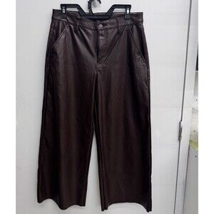 Banana Republic Pants Womens Size 28/6 Brown High Rise Wide Leg Leather Crop